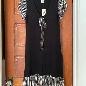 Max Studio - black soft dress with dotted ruffles